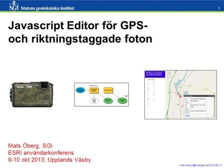 Javascript Editor för GPS- och riktningstaggade foton