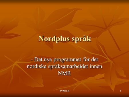 - Det nye programmet for det nordiske språksamarbeidet innen NMR