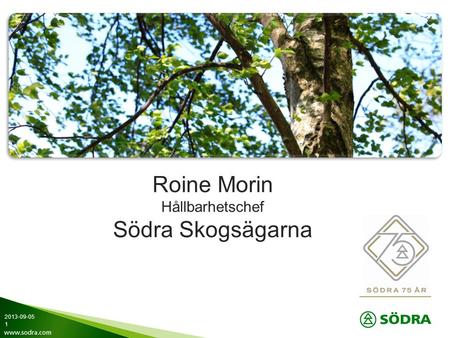 Roine Morin Hållbarhetschef Södra Skogsägarna 2013-09-05.