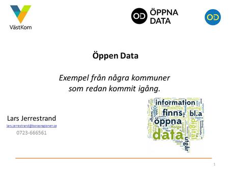 Öppen Data Exempel från några kommuner som redan kommit igång.