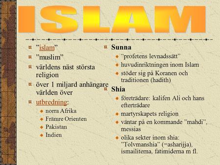 ISLAM ”islam” Sunna ”muslim” världens näst största religion