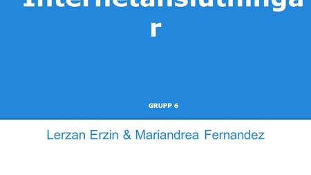 Internetanslutninga r GRUPP 6 Lerzan Erzin & Mariandrea Fernandez.