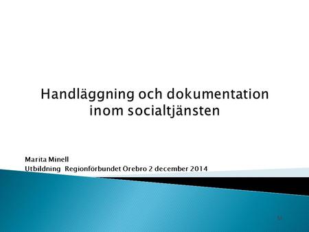 Handläggning och dokumentation inom socialtjänsten