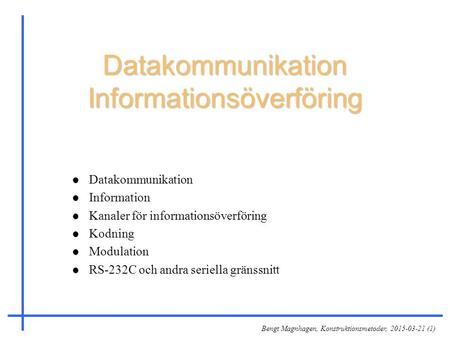 Datakommunikation Informationsöverföring