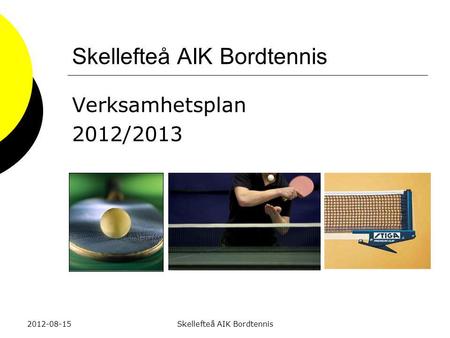 Skellefteå AIK Bordtennis Verksamhetsplan 2012/2013 2012-08-15Skellefteå AIK Bordtennis.