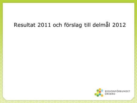Resultat 2011 och förslag till delmål 2012. Prestationsersättning = antal riskbedömningar 2011.