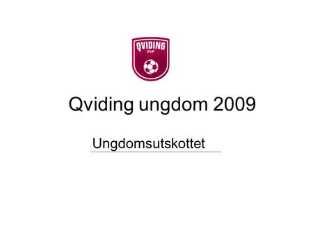 Qviding ungdom 2009 Ungdomsutskottet. Vi skall bli bäst i Sverige på att utveckla & utbilda våra ledare, tränare och spelare. Vision Qvidings ungdomsutskott.