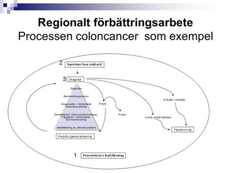 Regionalt förbättringsarbete Processen coloncancer som exempel 1 2 3.