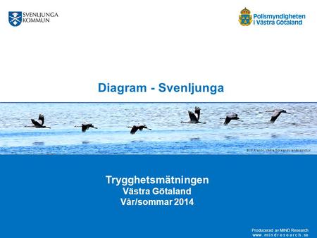 Diagram - Svenljunga Trygghetsmätningen Västra Götaland Vår/sommar 2014 Producerad av MIND Research www. m i n d r e s e a r c h. se Bild: tranor, Västra.