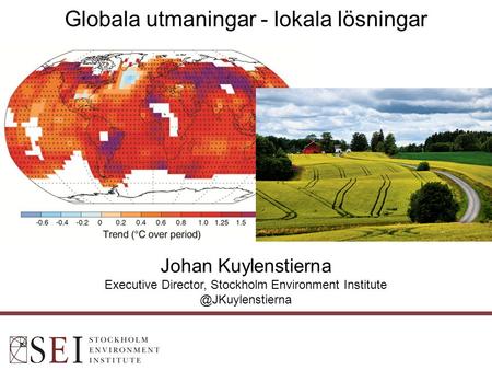 Globala utmaningar - lokala lösningar Johan Kuylenstierna Executive Director, Stockholm Environment