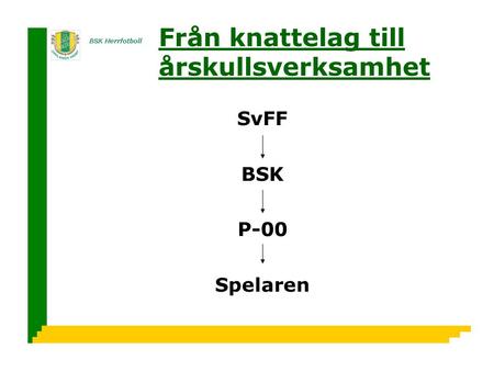 Från knattelag till årskullsverksamhet SvFF BSK P-00 Spelaren.