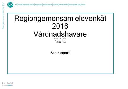 Regiongemensam elevenkät 2016 Regiongemensam elevenkät 2016 Vårdnadshavare Skolrapport Åsaskolan Årskurs 2.