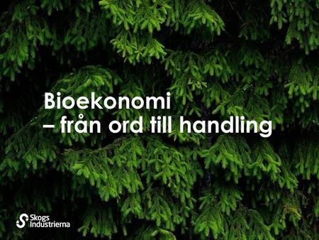 Bioekonomi – från ord till handling. Sverige är ett fantastiskt skogsland! Vår vision kan skapa en positiv dialog och samsyn om skogens möjligheter. Skogen.