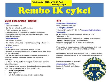 Rembo IK cykel Cykla tillsammans i Rembo! Info