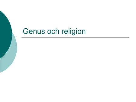 Genus och religion.