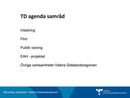 TD agenda samråd Inledning Film Publik visning EAH - projektet