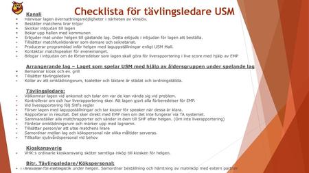 Checklista för tävlingsledare USM