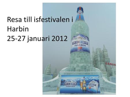 Resa till isfestivalen i Harbin 25-27 januari 2012.