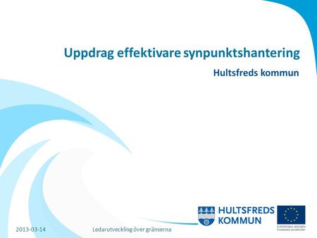 Uppdrag effektivare synpunktshantering Hultsfreds kommun 2013-03-14Ledarutveckling över gränserna.