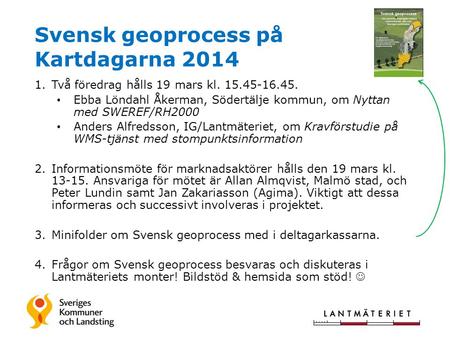 Svensk geoprocess på Kartdagarna 2014