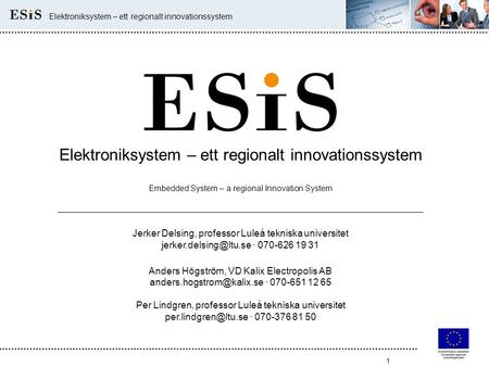 Elektroniksystem – ett regionalt innovationssystem