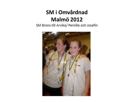 SM i Omvårdnad Malmö 2012 SM Brons till Arvika/ Pernilla och Josefin