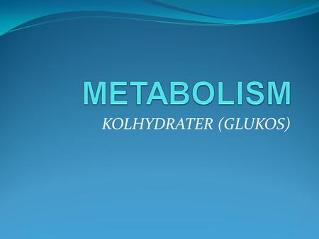 METABOLISM KOLHYDRATER (GLUKOS).