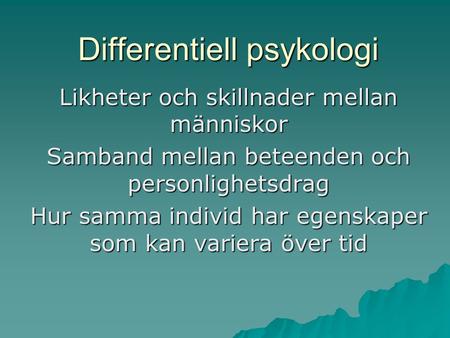 Differentiell psykologi