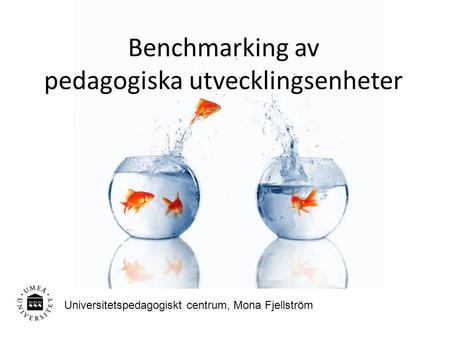Benchmarking av pedagogiska utvecklingsenheter Universitetspedagogiskt centrum, Mona Fjellström.