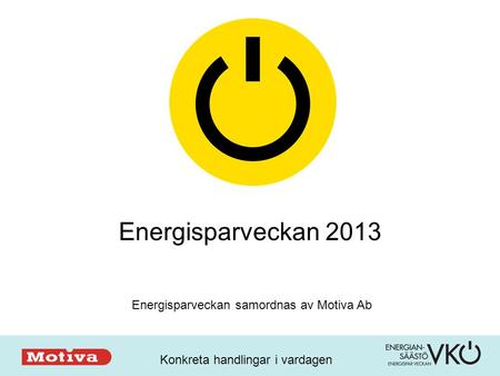 Konkreta handlingar i vardagen Energisparveckan 2013 Energisparveckan samordnas av Motiva Ab.