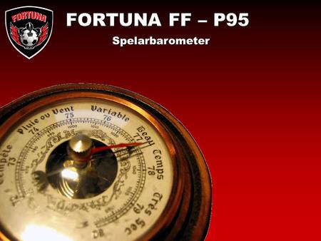 FORTUNA FF – P95 Spelarbarometer. Spelarbarometer – Fråga 1 1.Vilken 1.Vilken är din målsättning med fotboll? 1.Har ingen 2.Träffa kompisar 3.Hålla mig.