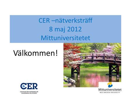 CER –nätverksträff 8 maj 2012 Mittuniversitetet