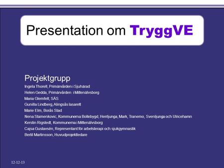 Presentation om TryggVE