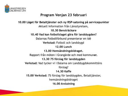 Program Venjan 23 februari