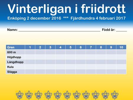 Vinterligan i friidrott Enköping 2 december 2016