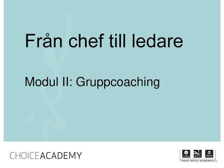 Från chef till ledare Modul II: Gruppcoaching.