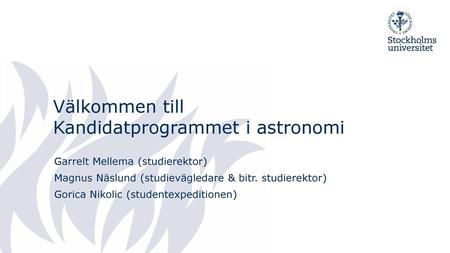 Välkommen till Kandidatprogrammet i astronomi