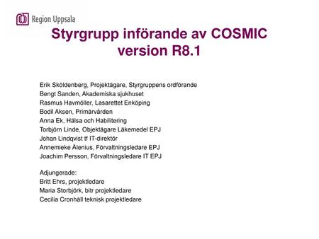Styrgrupp införande av COSMIC version R8.1