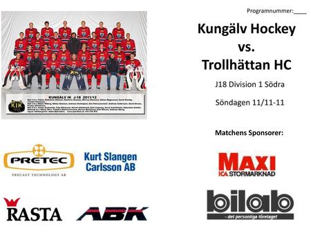 Kungälv Hockey vs. Trollhättan HC
