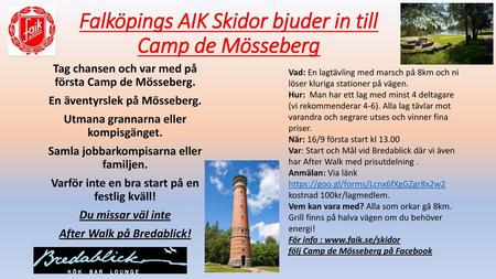 Falköpings AIK Skidor bjuder in till Camp de Mösseberg