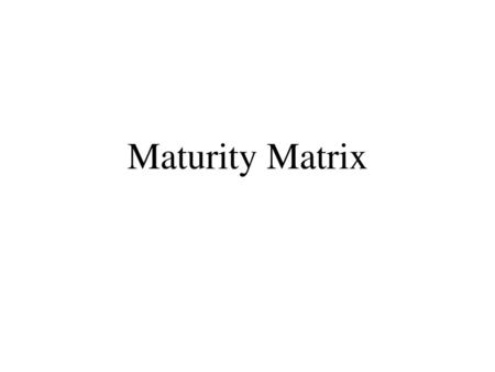 Maturity Matrix.