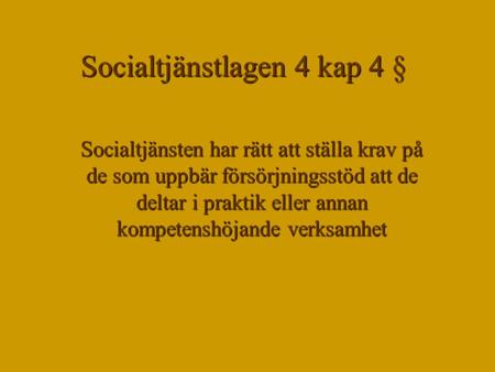 Socialtjänstlagen 4 kap 4 §