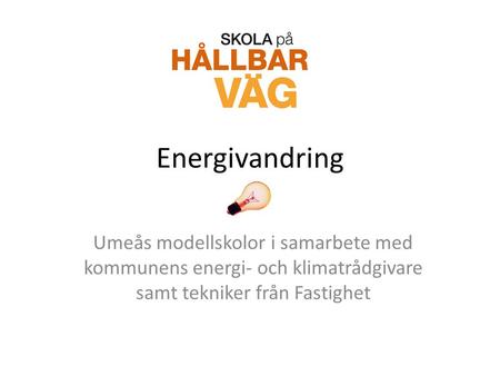 Energivandring Umeås modellskolor i samarbete med kommunens energi- och klimatrådgivare samt tekniker från Fastighet.
