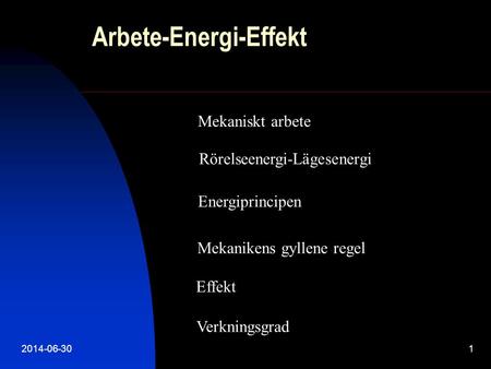 Arbete-Energi-Effekt