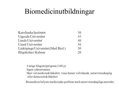 Biomedicinutbildningar