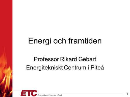 Professor Rikard Gebart Energitekniskt Centrum i Piteå