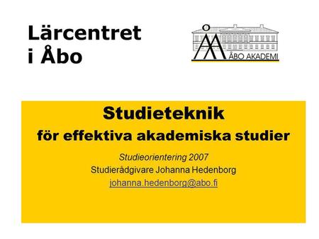 Lärcentret i Åbo Studieteknik för effektiva akademiska studier