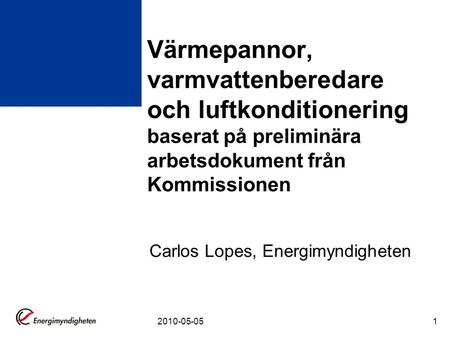 Carlos Lopes, Energimyndigheten