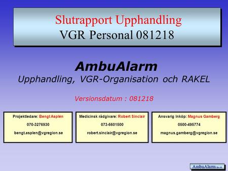 Slutrapport Upphandling VGR Personal