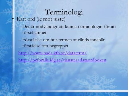 Terminologi Rätt ord (le mot juste)